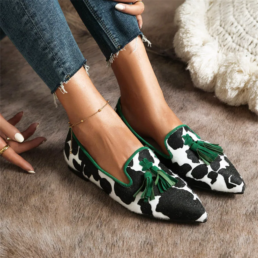 New Fashion Pointed Muller Shoes 40-43 Size Leopard Pattern Casual Single Shoe