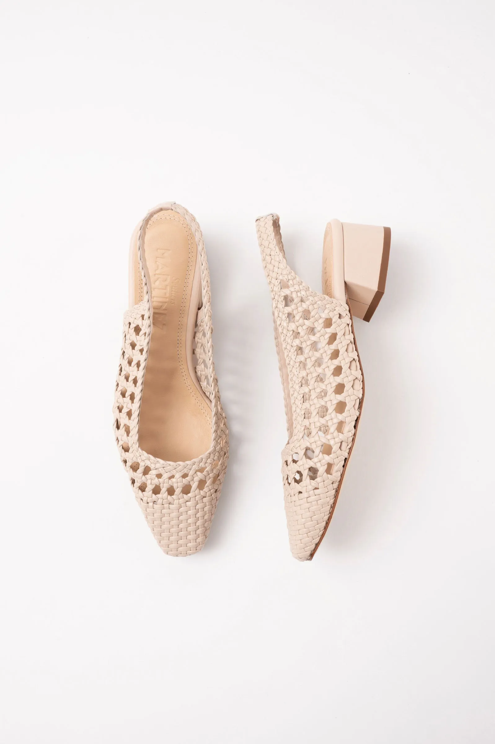 NOVA TARRAGONA - Beige Woven Leather Slingback Ballerina Flats