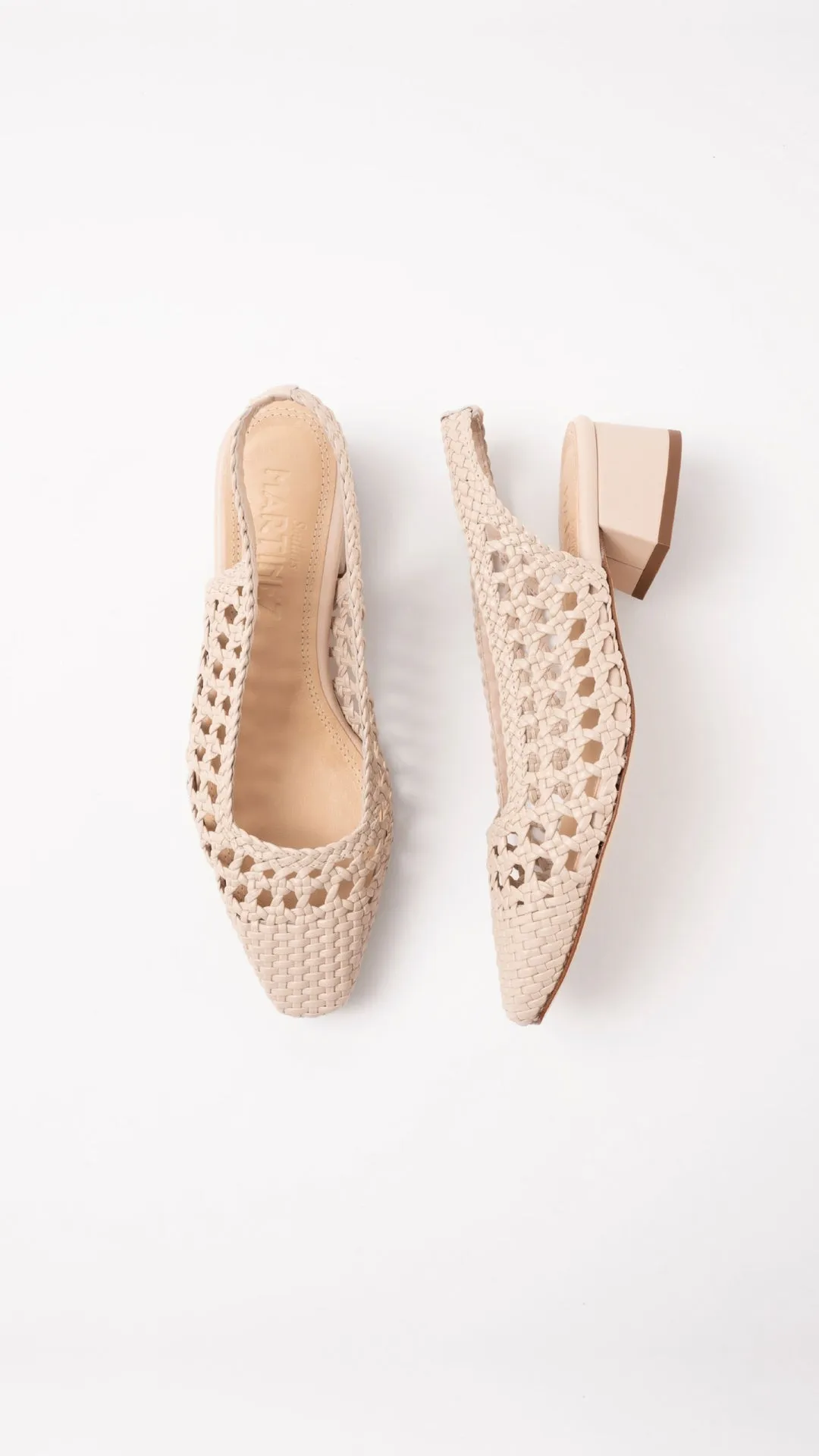 NOVA TARRAGONA - Beige Woven Leather Slingback Ballerina Flats