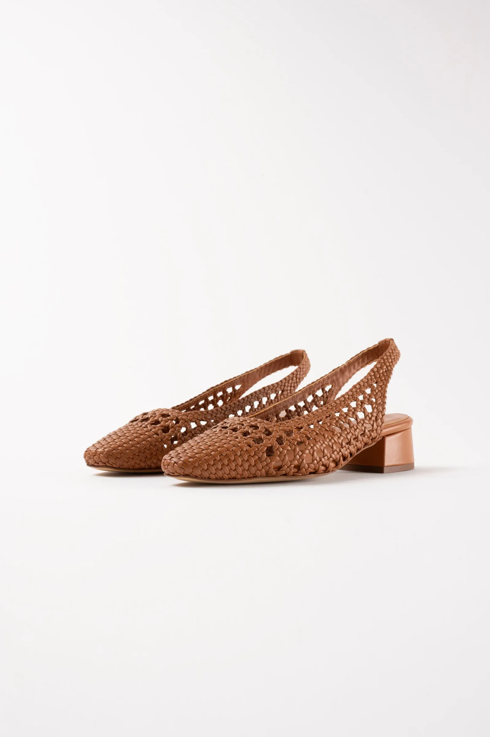 NOVA TARRAGONA - Brown Woven Leather Slingback Ballerina Flats