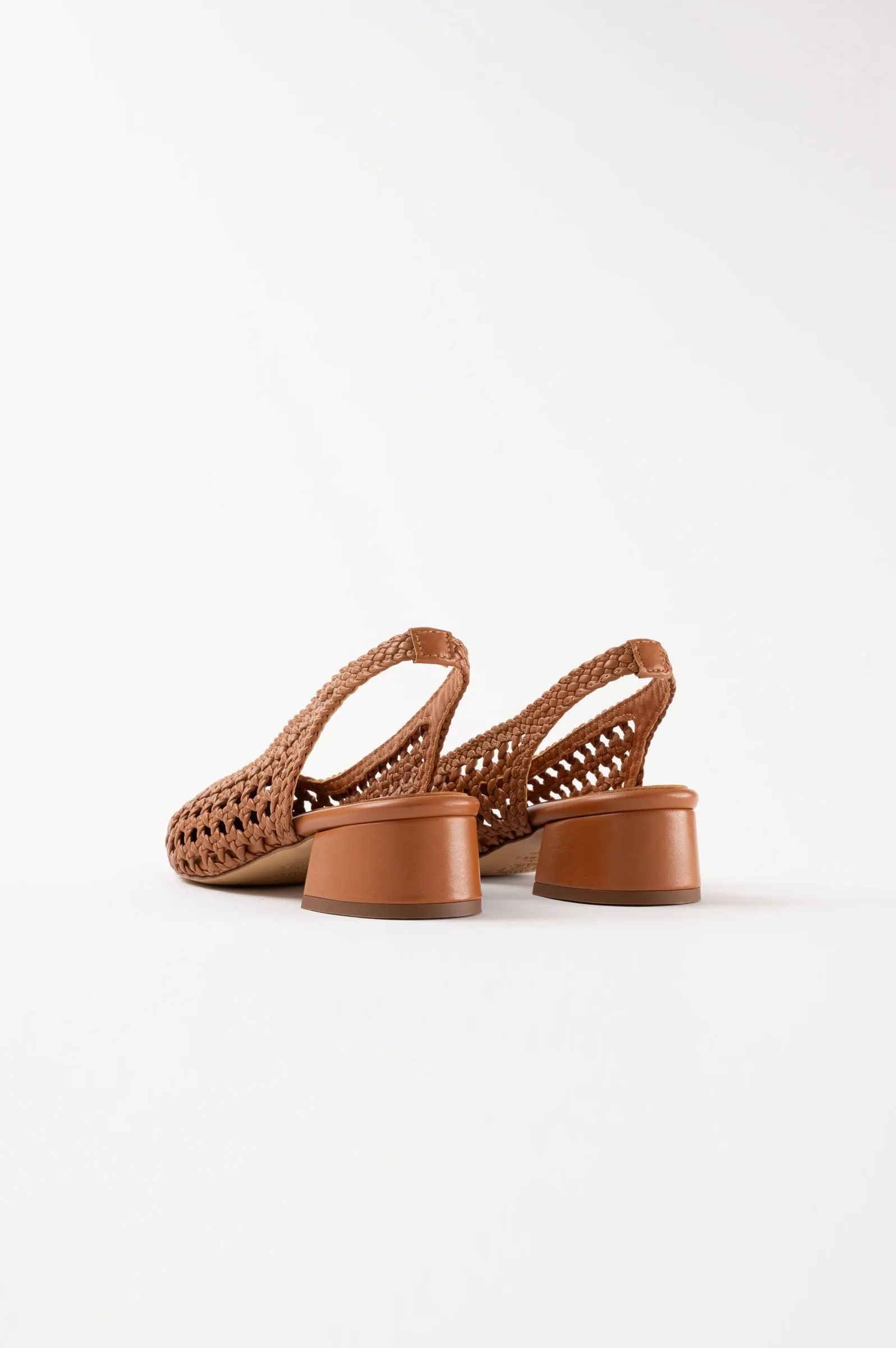 NOVA TARRAGONA - Brown Woven Leather Slingback Ballerina Flats