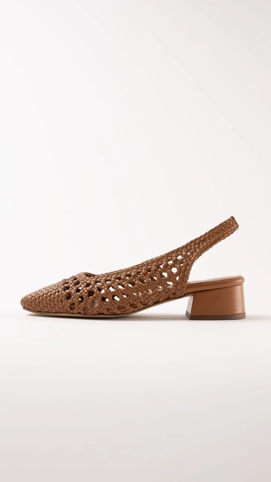 NOVA TARRAGONA - Brown Woven Leather Slingback Ballerina Flats