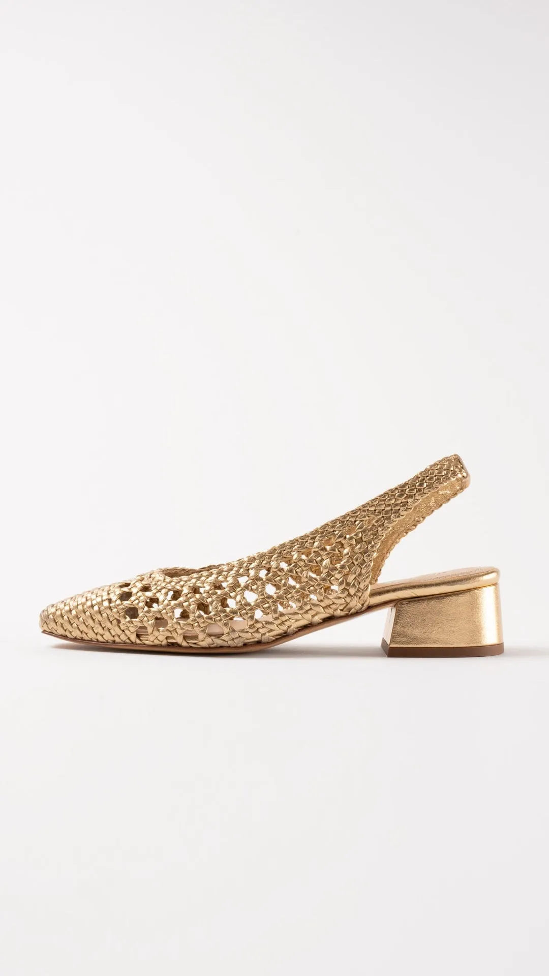 NOVA TARRAGONA - Gold Woven Leather Slingback Ballerina Flats