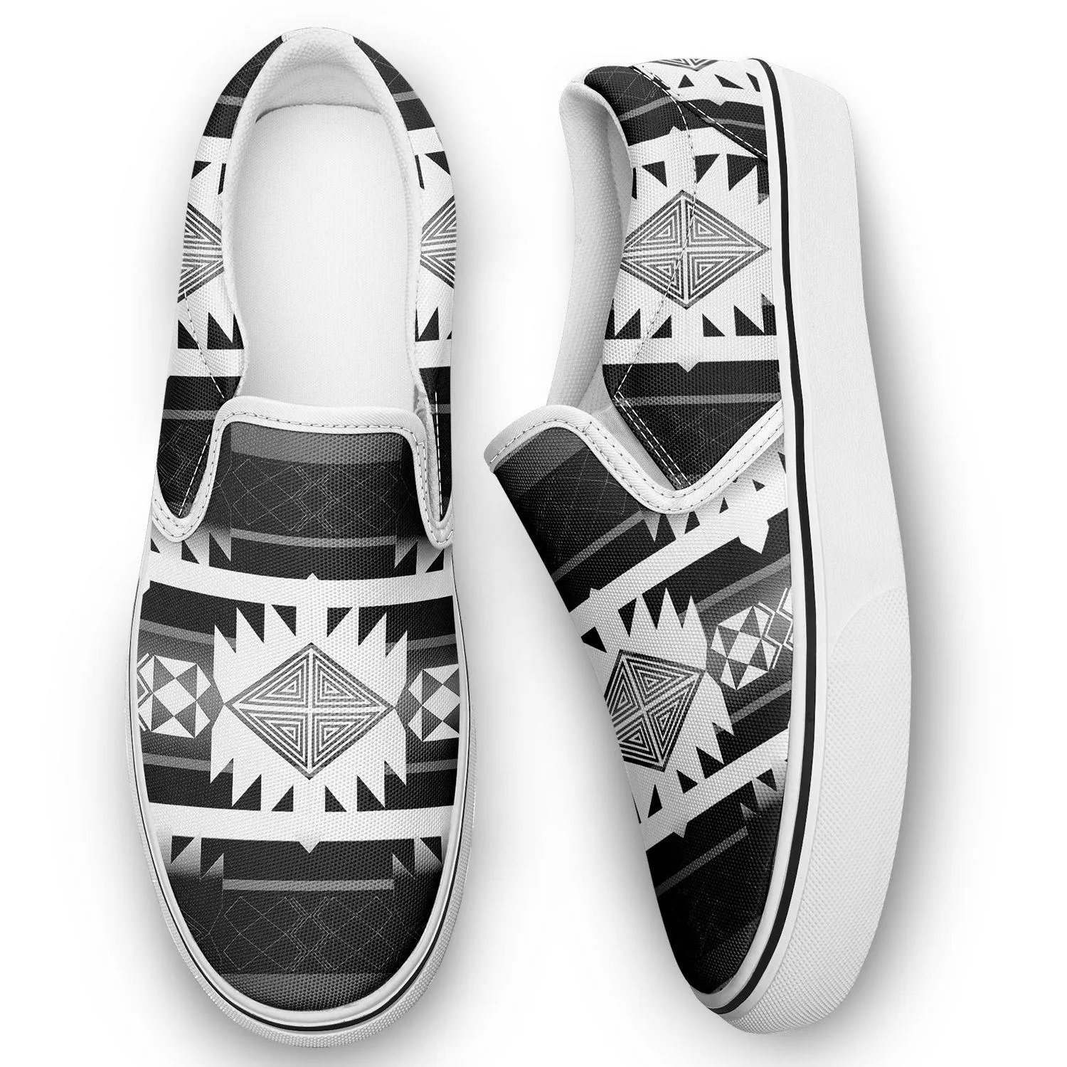 Okotoks Black and White Otoyimm Kid's Canvas Slip On Shoes