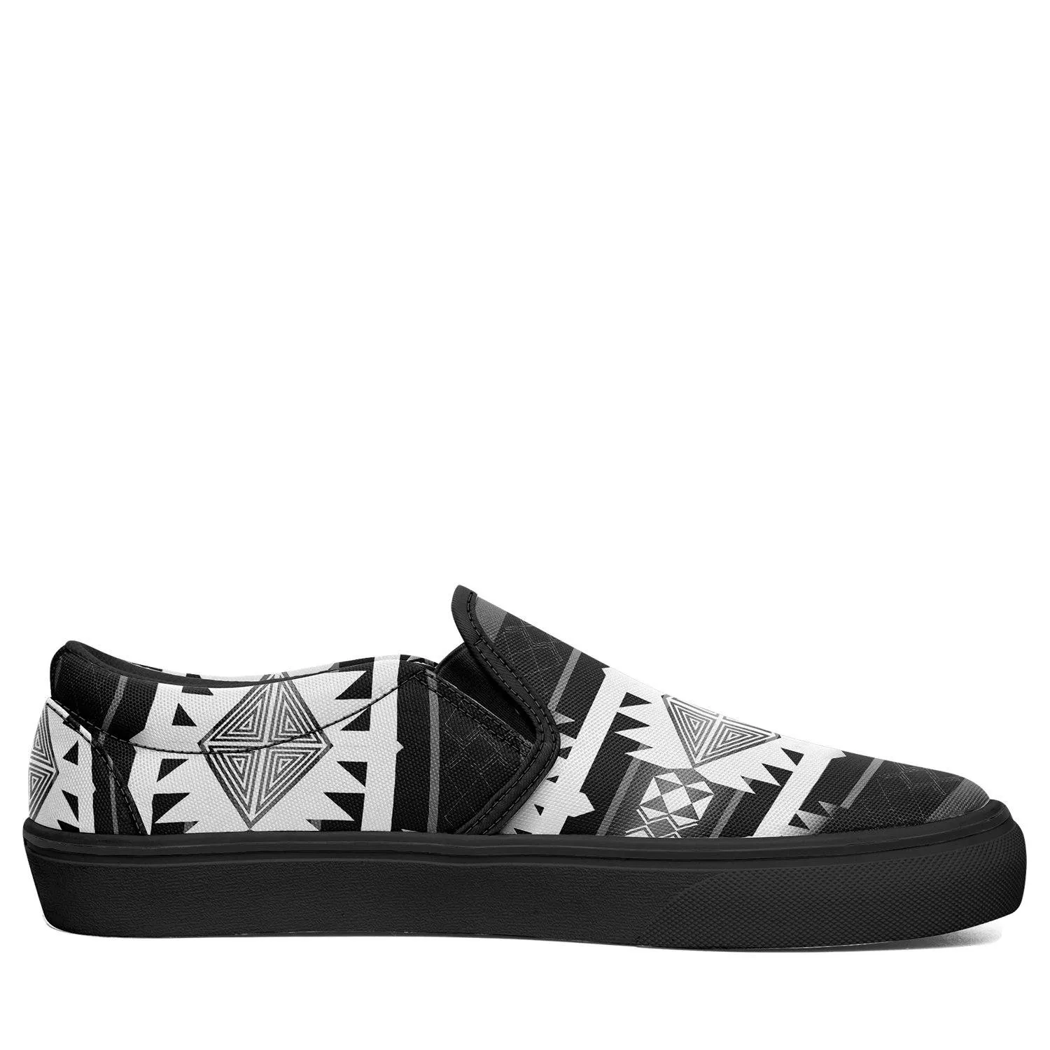 Okotoks Black and White Otoyimm Kid's Canvas Slip On Shoes