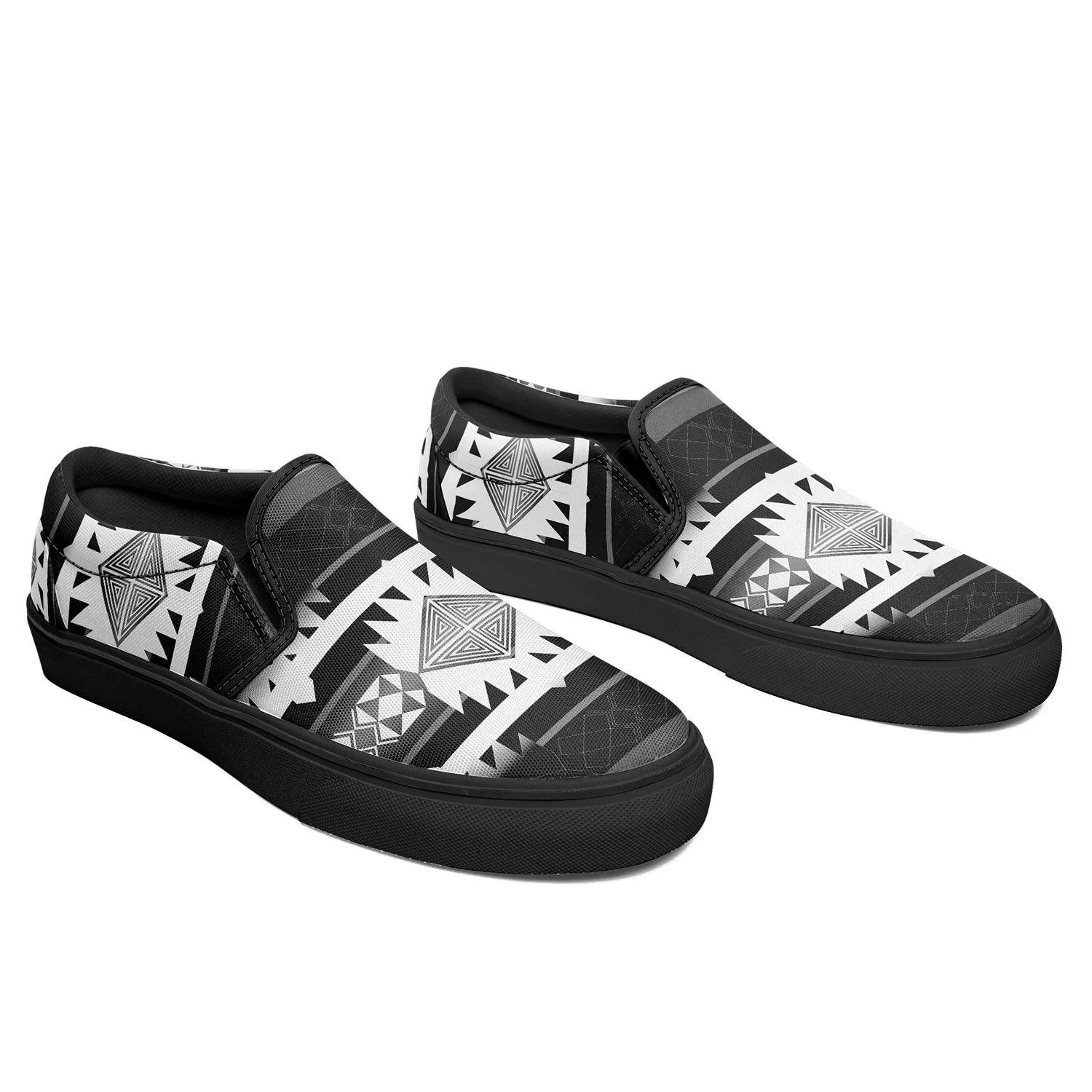 Okotoks Black and White Otoyimm Kid's Canvas Slip On Shoes