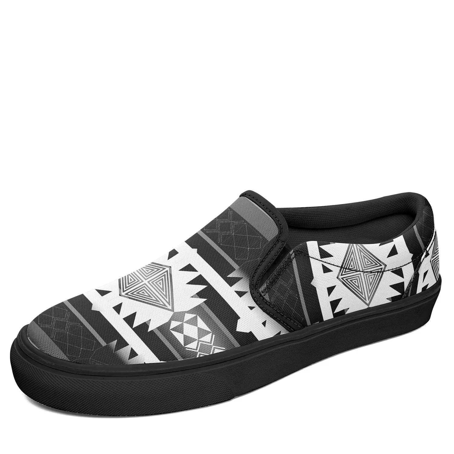 Okotoks Black and White Otoyimm Kid's Canvas Slip On Shoes