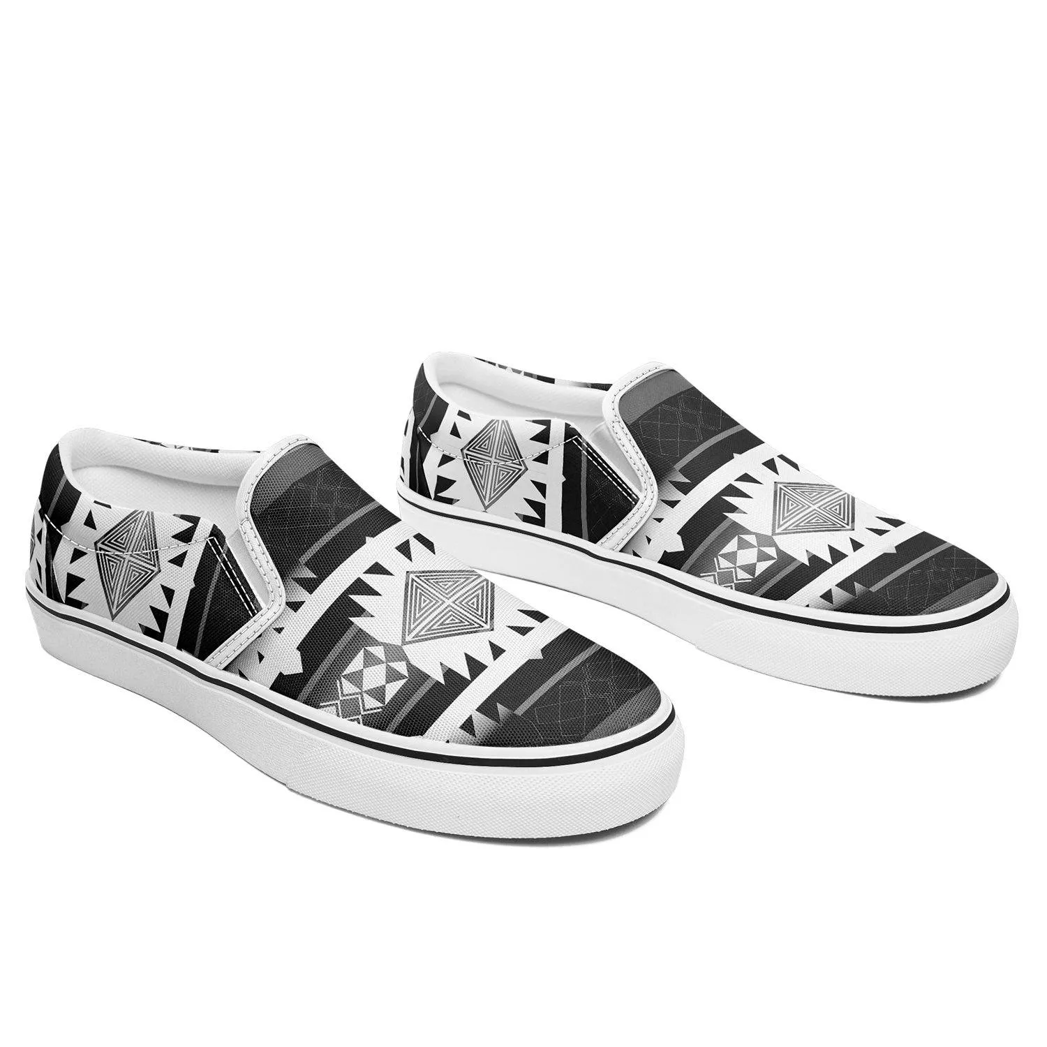 Okotoks Black and White Otoyimm Kid's Canvas Slip On Shoes