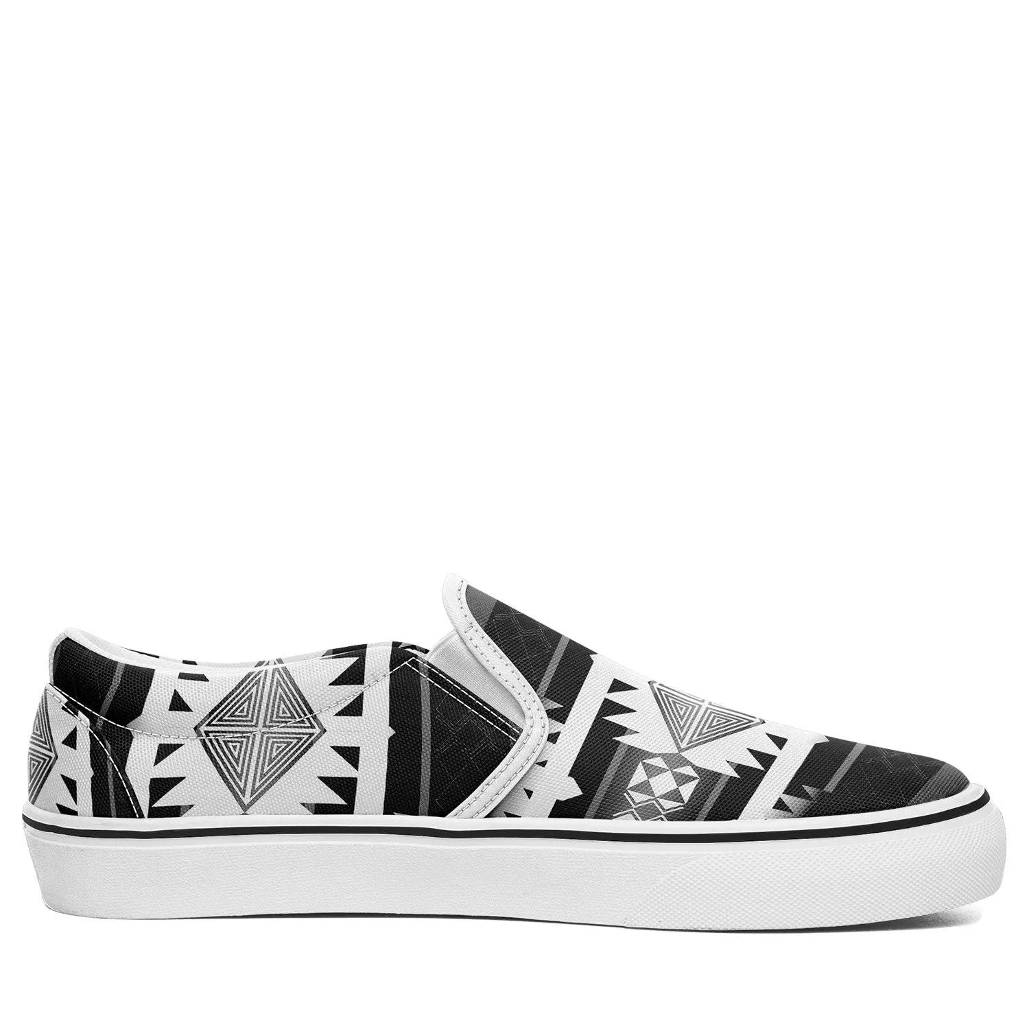 Okotoks Black and White Otoyimm Kid's Canvas Slip On Shoes