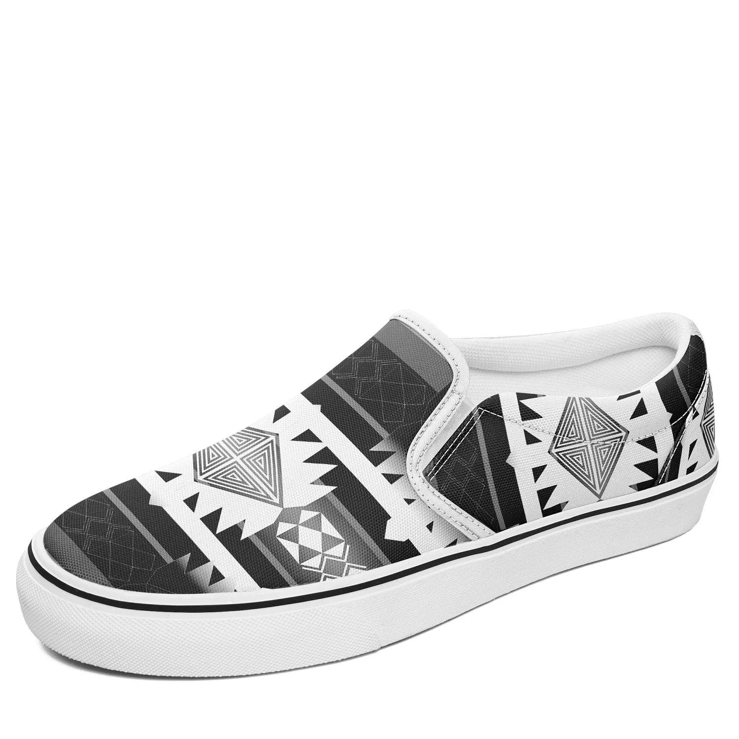 Okotoks Black and White Otoyimm Kid's Canvas Slip On Shoes