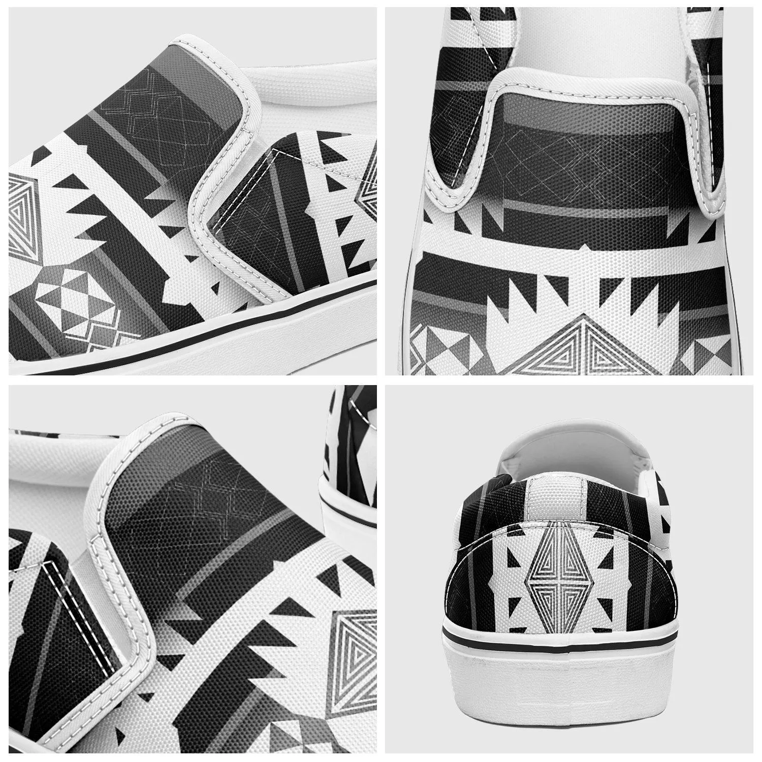 Okotoks Black and White Otoyimm Kid's Canvas Slip On Shoes