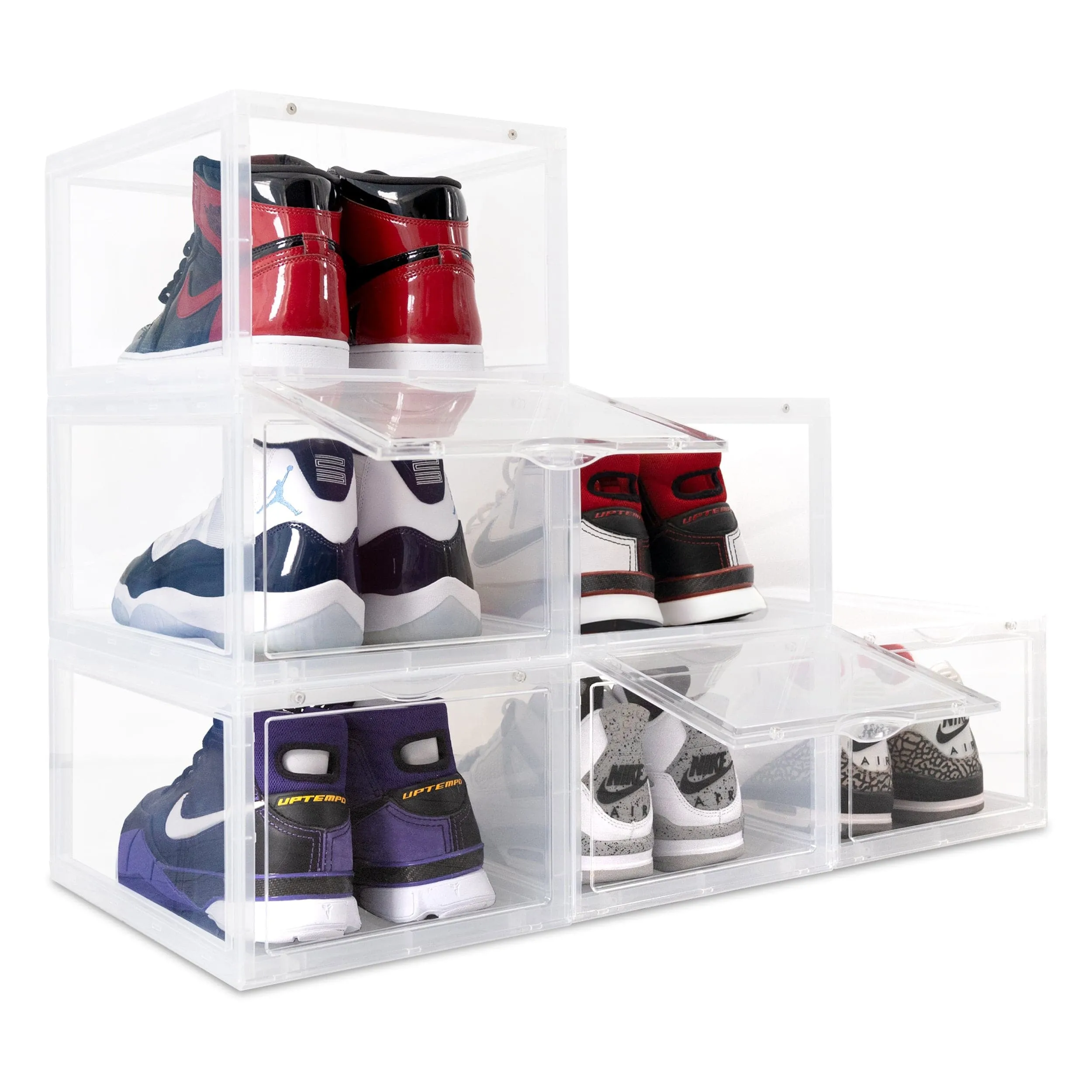 Ollie Hard Stackable Open Front Shoe Box Organizer, Clear (OPEN BOX)