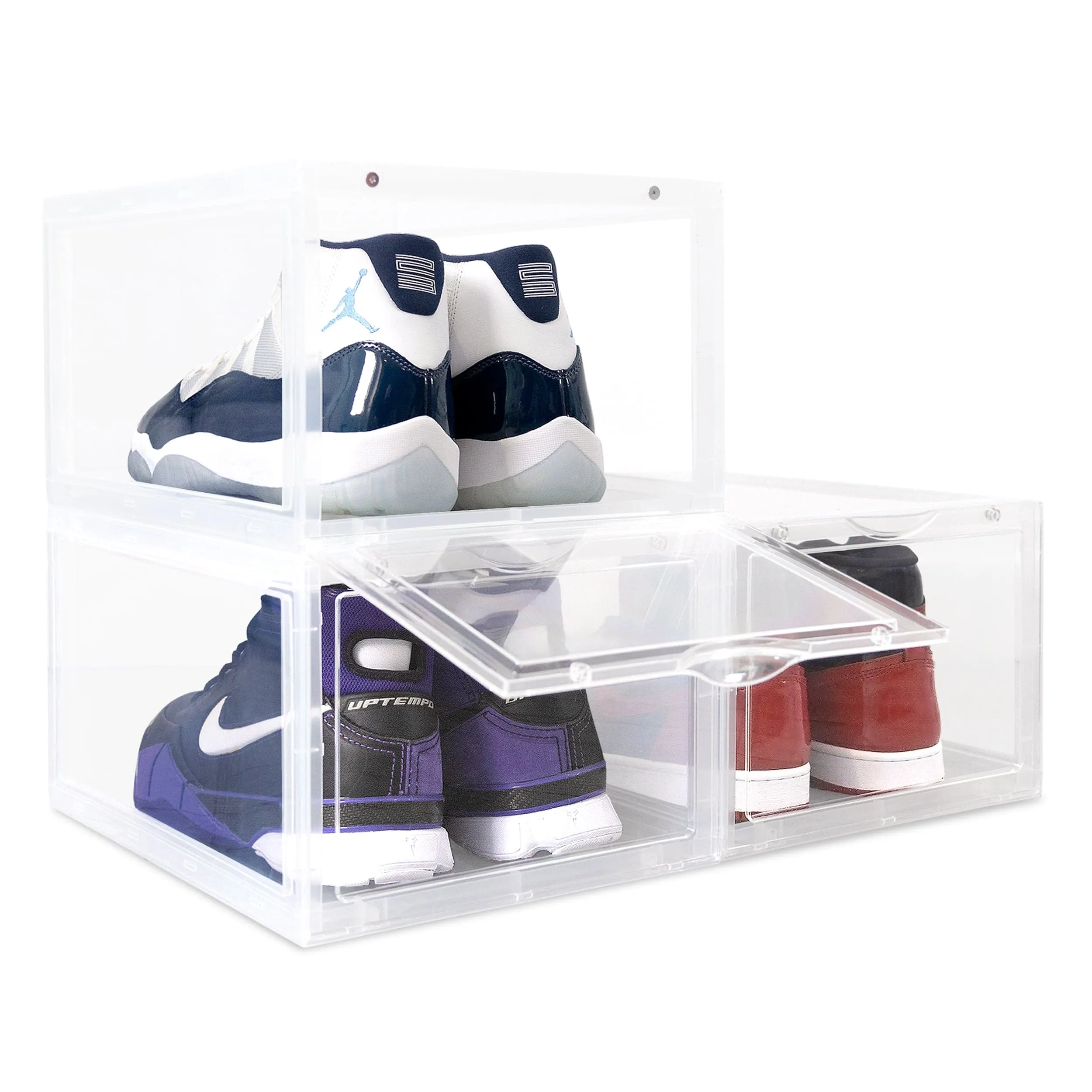 Ollie Hard Stackable Open Front Shoe Box Organizer, Clear