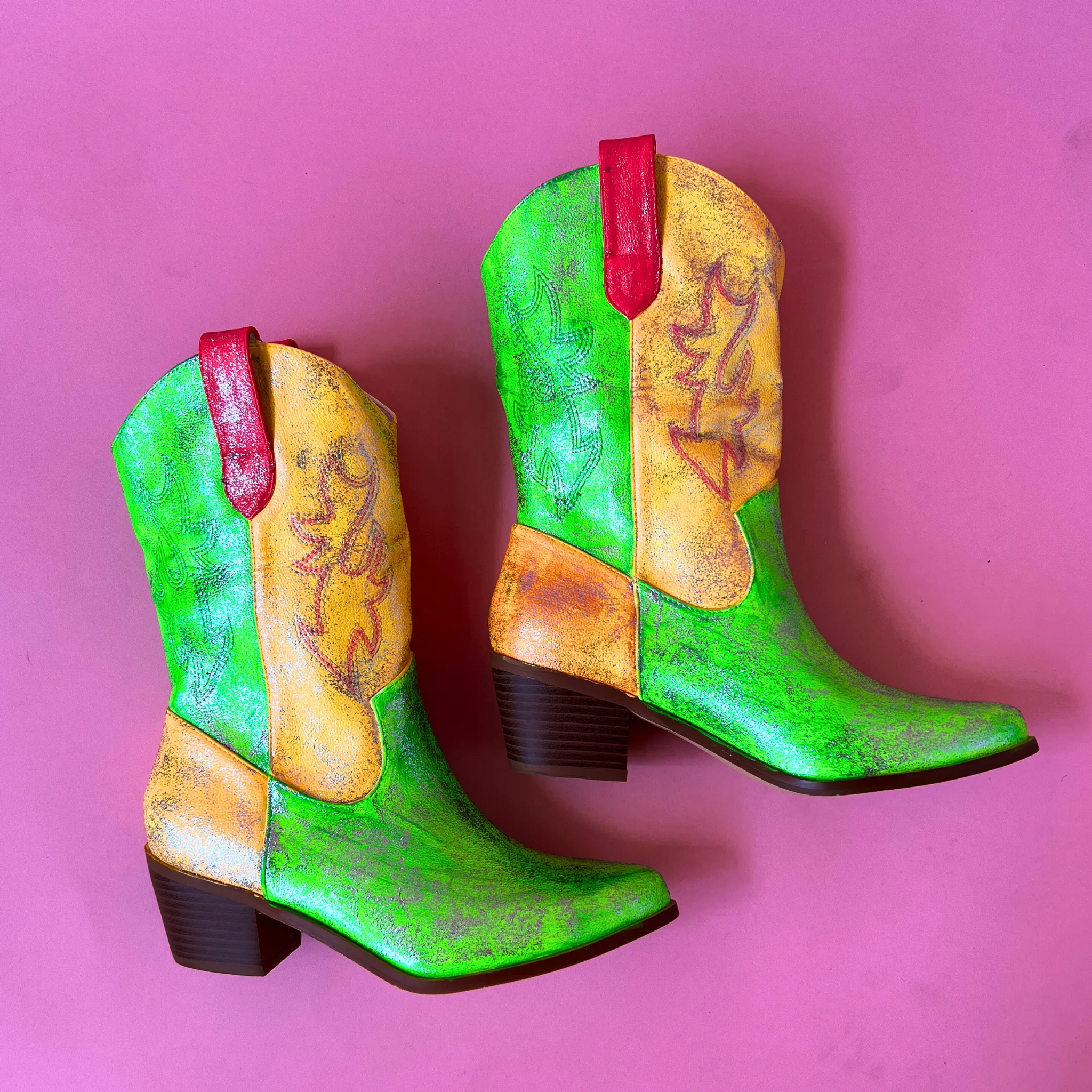 Painted Glitter Cowboy Boot #3 Size 8