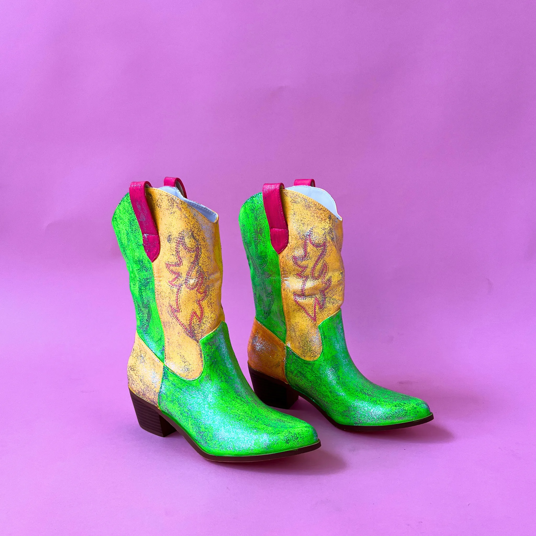 Painted Glitter Cowboy Boot #3 Size 8