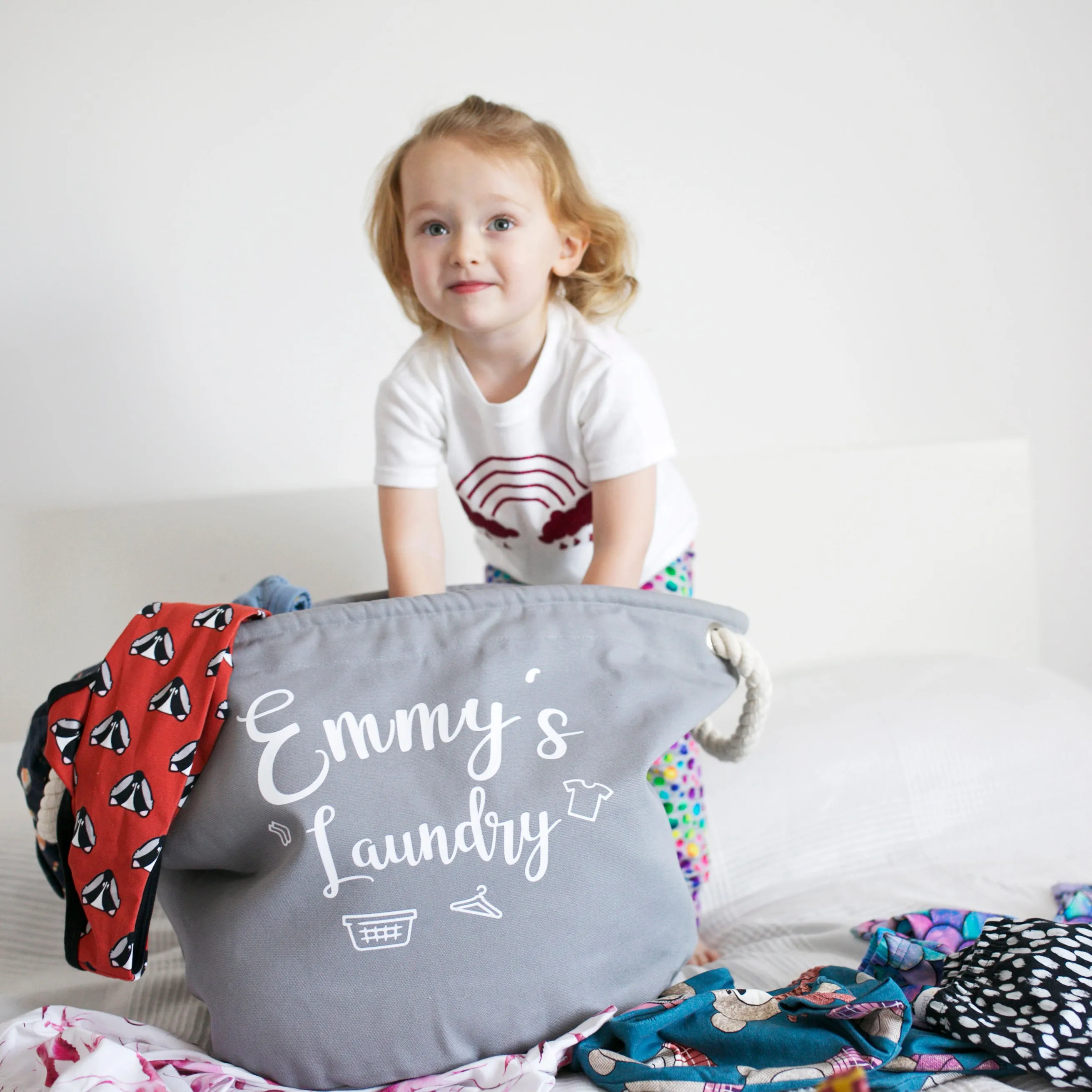 Personalised Grey Canvas Laundry Basket