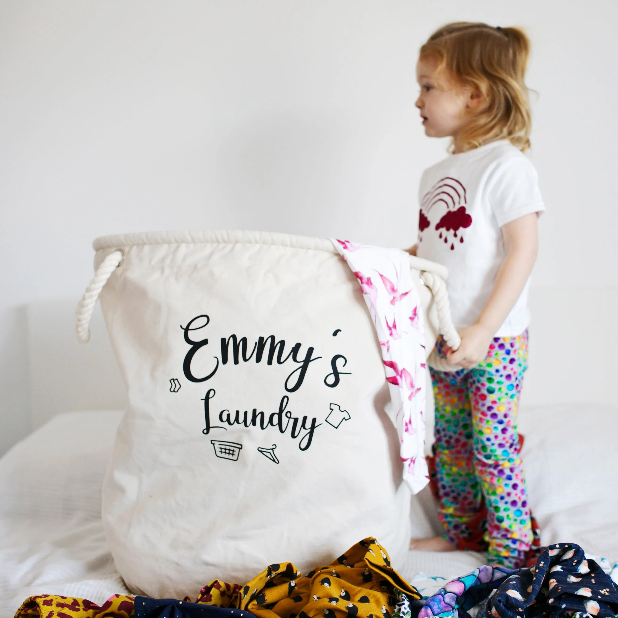 Personalised Grey Canvas Laundry Basket