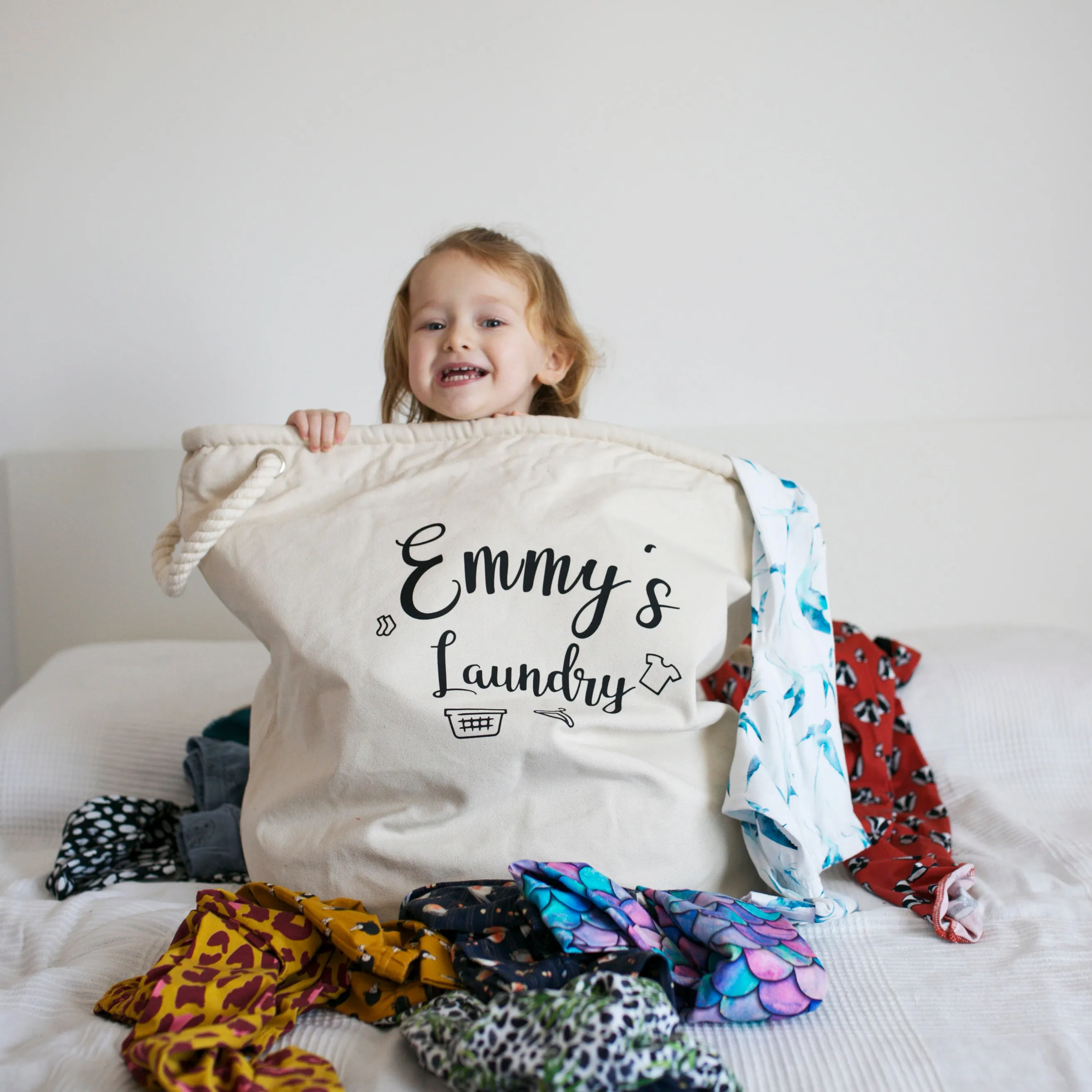 Personalised Grey Canvas Laundry Basket