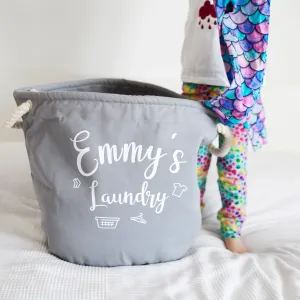 Personalised Grey Canvas Laundry Basket