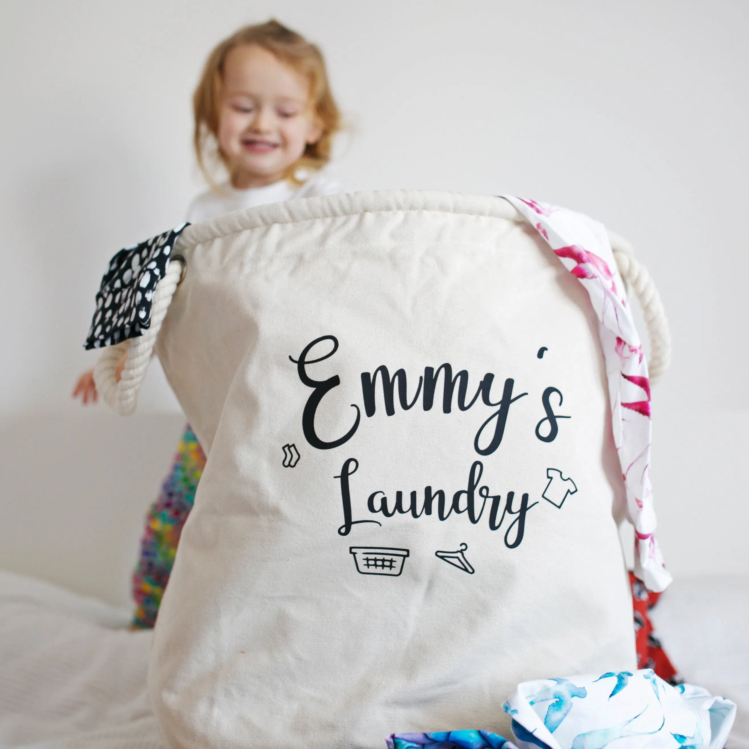 Personalised Grey Canvas Laundry Basket