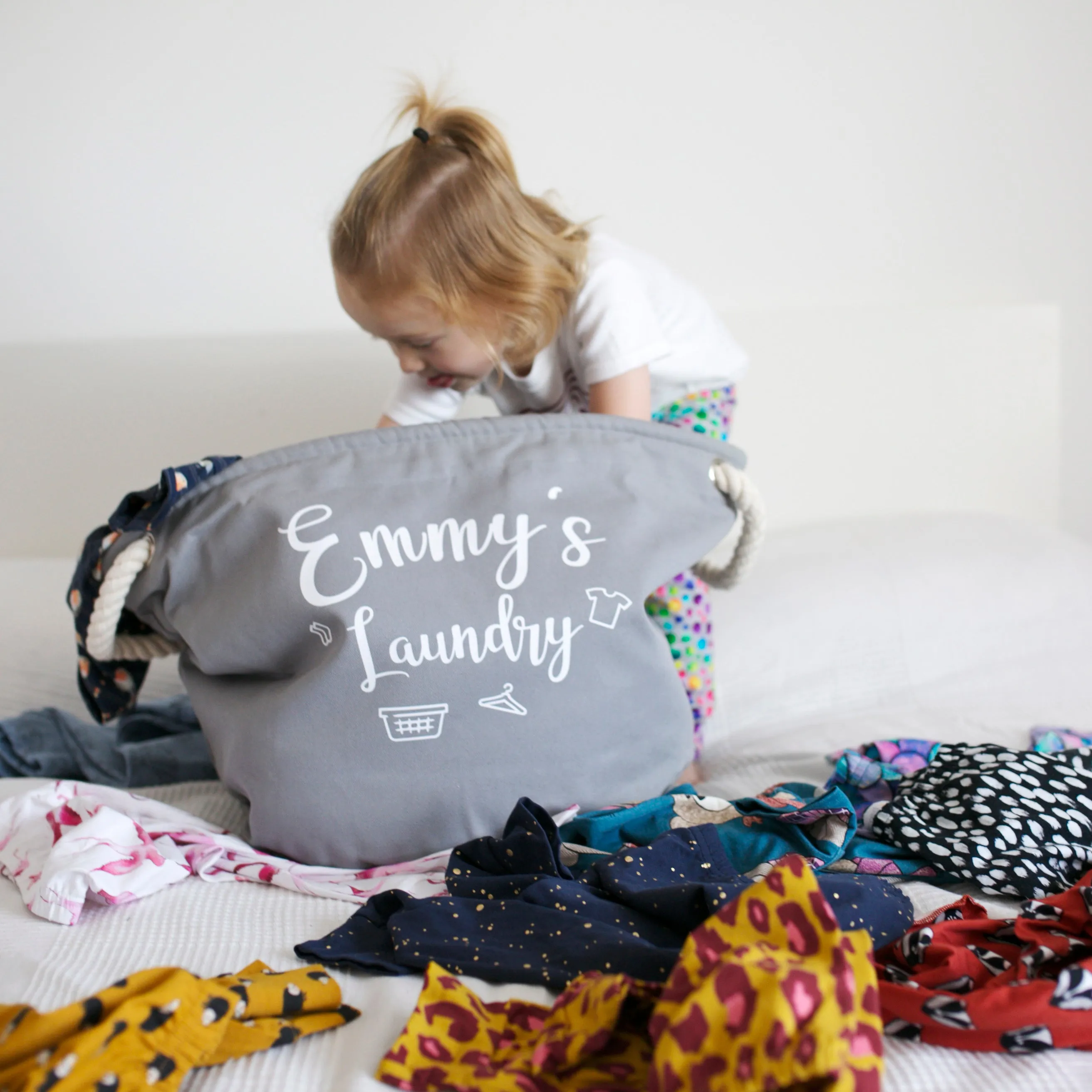 Personalised Grey Canvas Laundry Basket