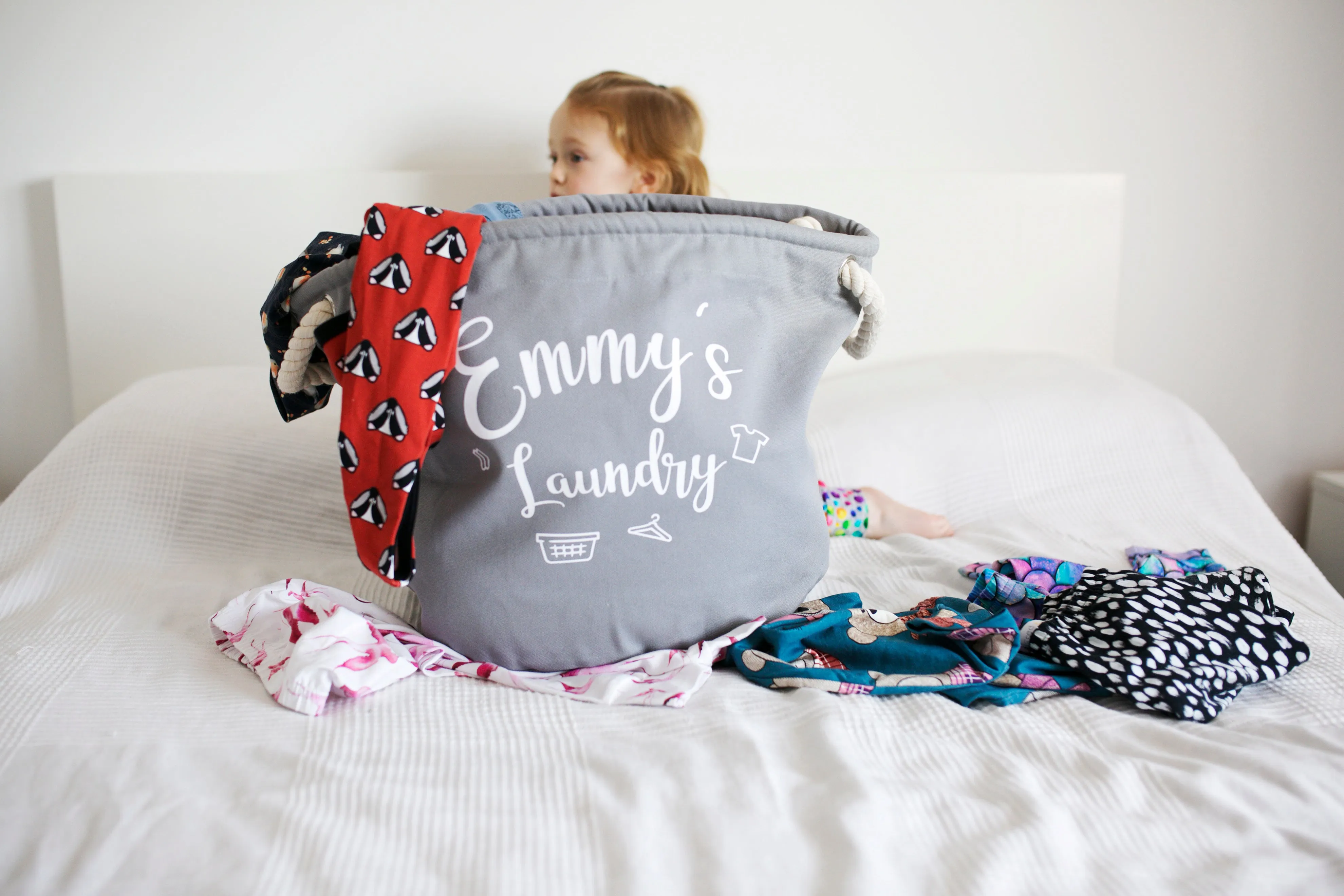 Personalised Grey Canvas Laundry Basket