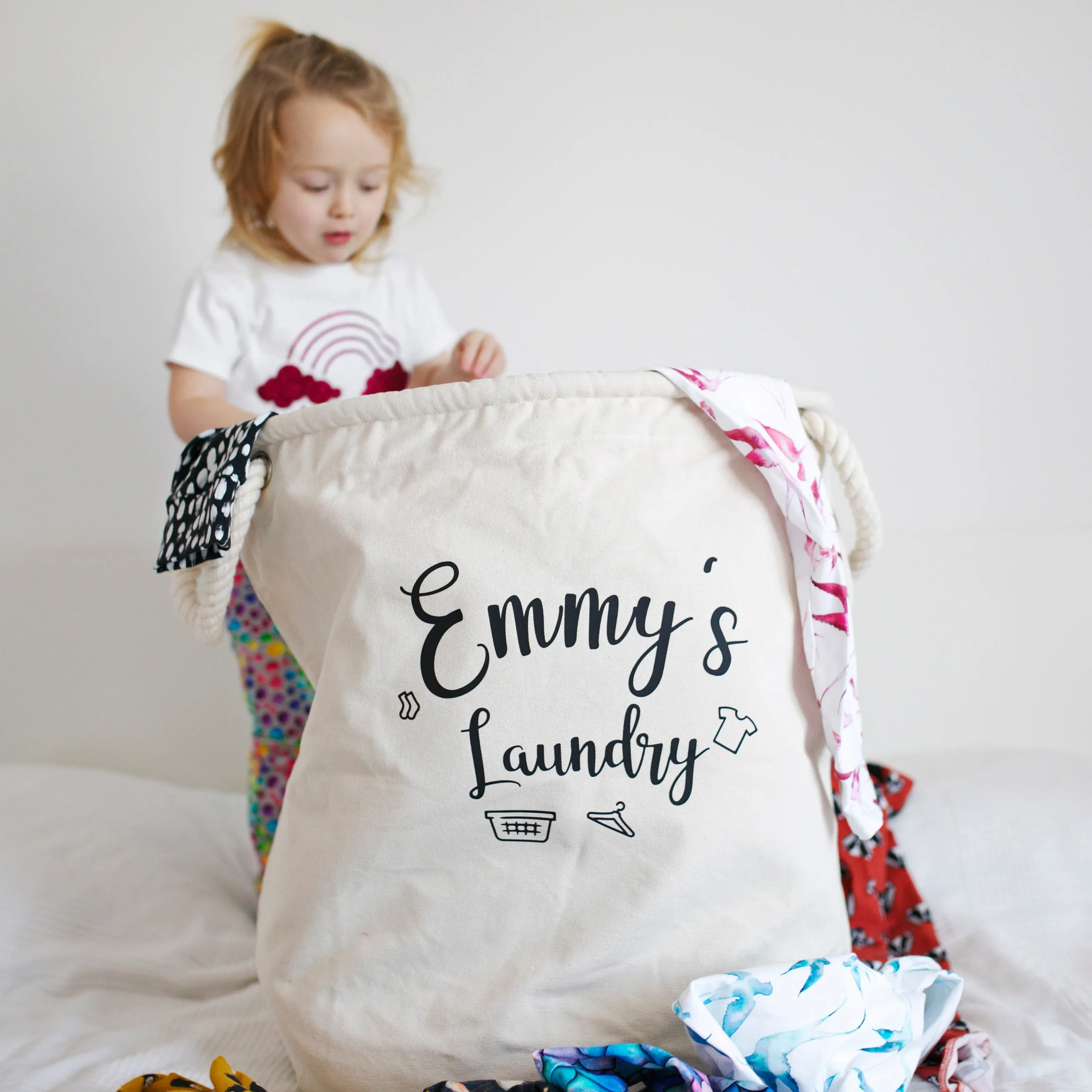 Personalised Grey Canvas Laundry Basket