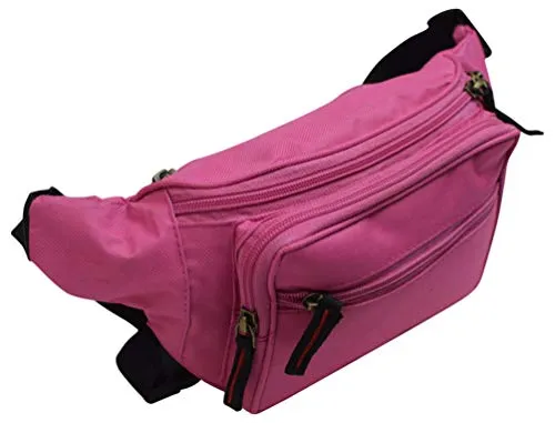 Pink Nylon Waist Fanny Pack Belt Bag Pouch Travel Hiking Camping Hip Purse Men Women