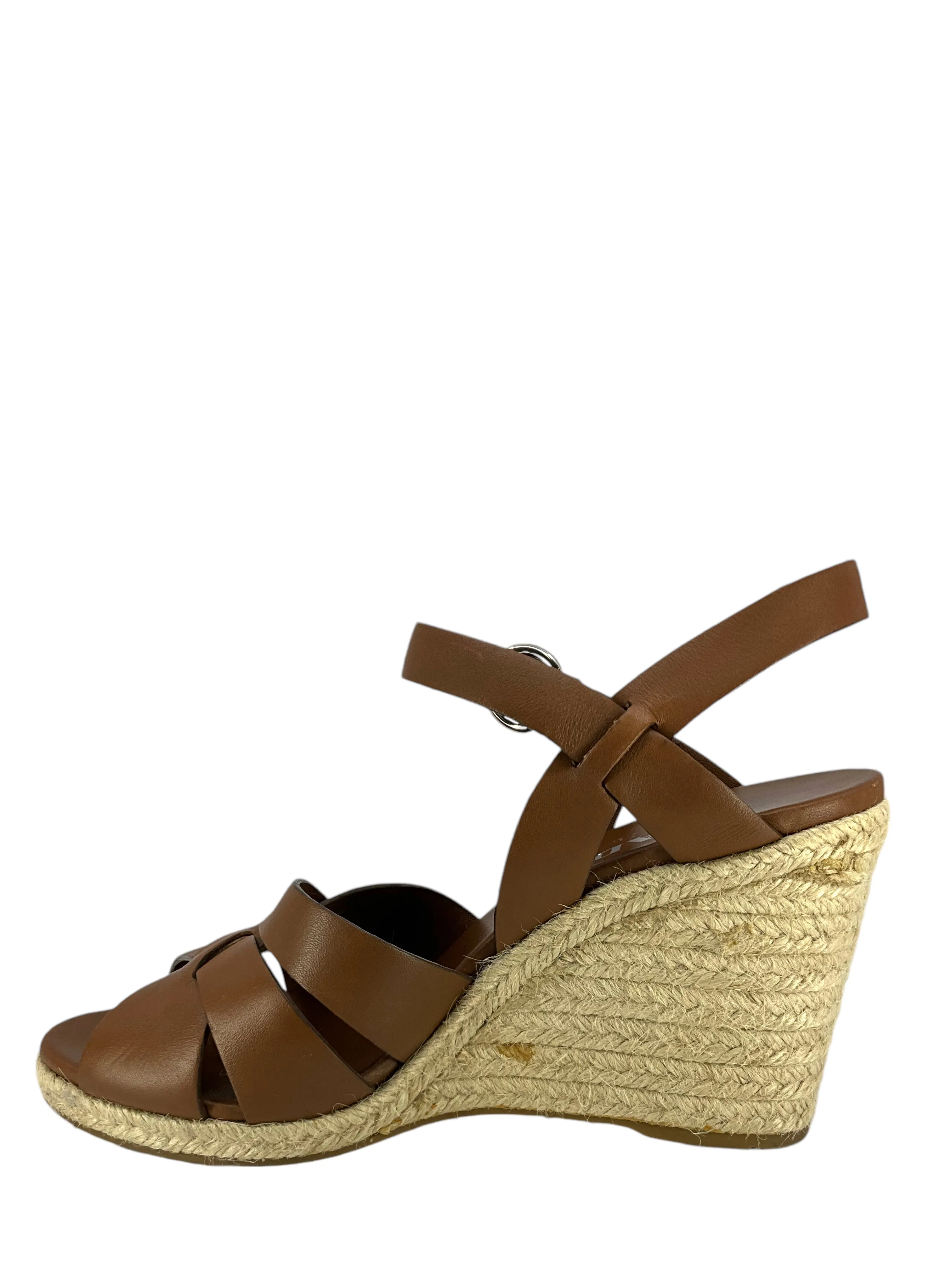 Prada Strappy Leather Espadrille Wedge Sandals Size 9