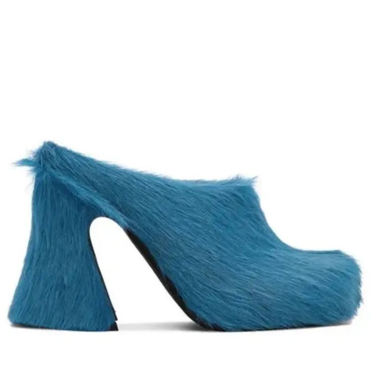 Pre Order:  Casual Round Head Candy Colored Fur Shoes