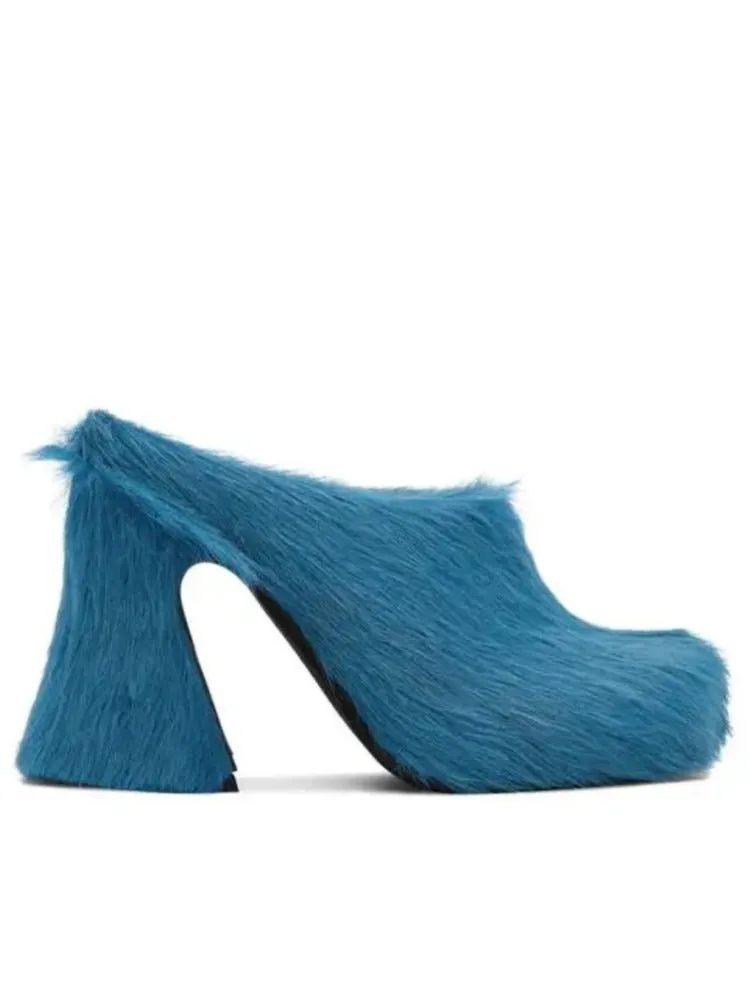 Pre Order:  Casual Round Head Candy Colored Fur Shoes