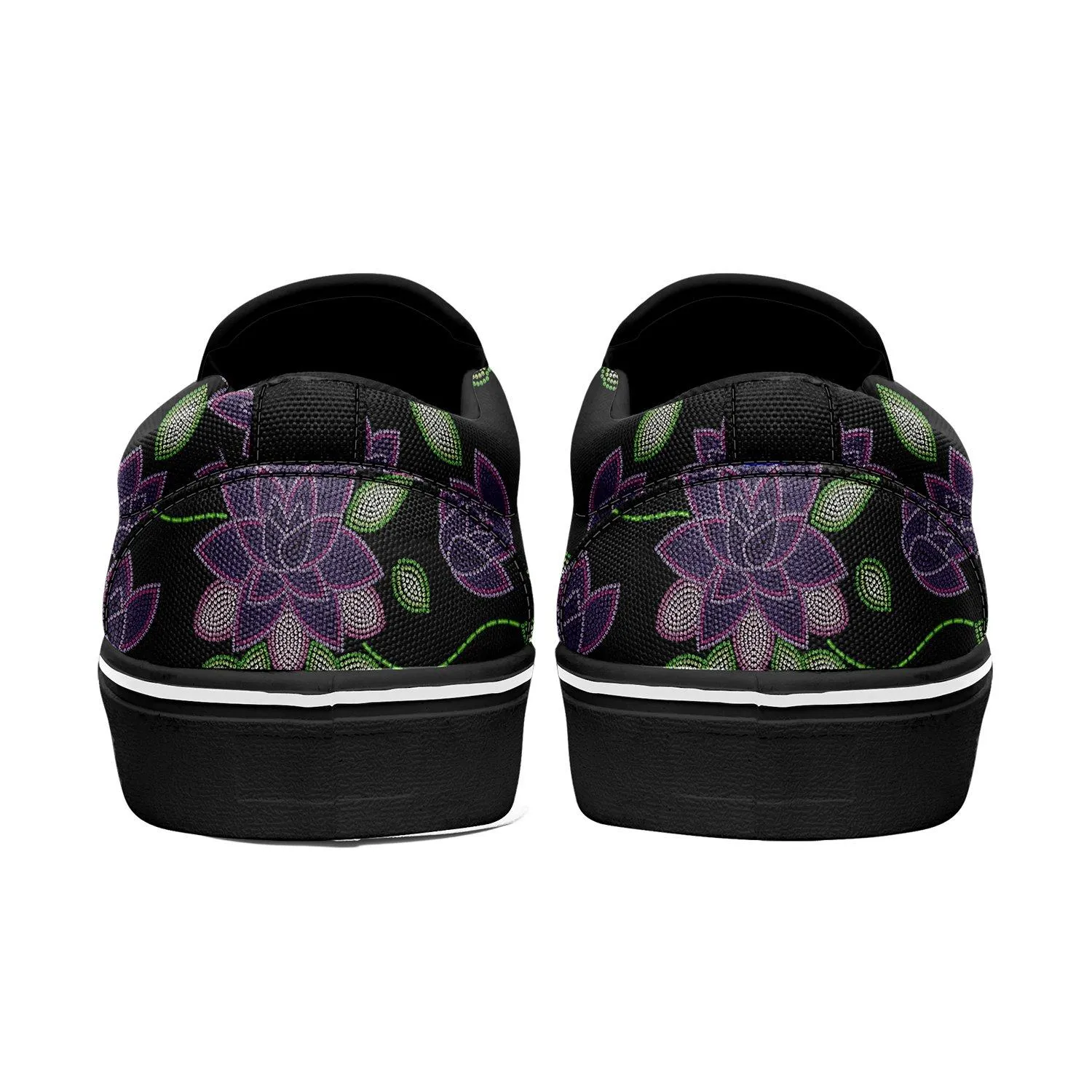 Purple Beaded Rose Otoyimm Kid's Canvas Slip On Shoes