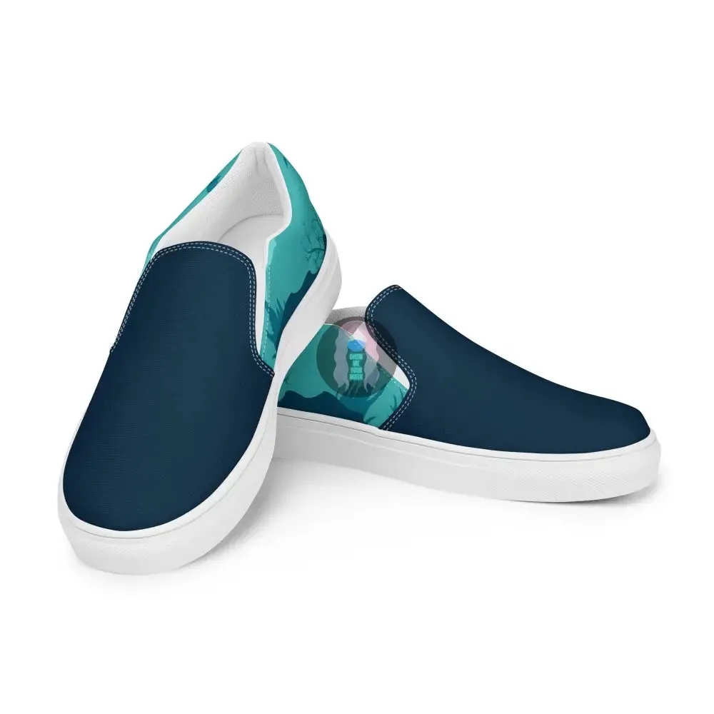 "Be a Problem" orca Men’s slip-on canvas shoes