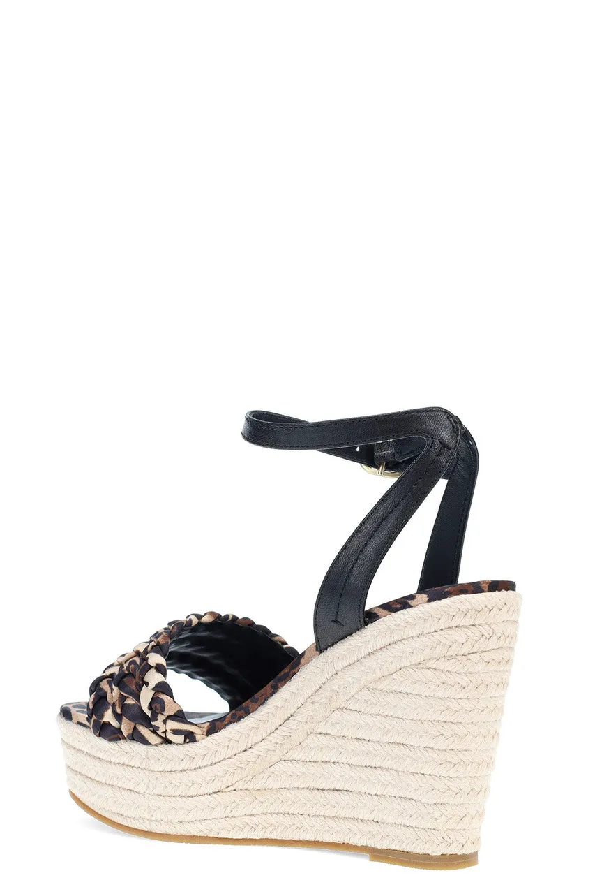 Rae Luxe Leopard Hinami Braided Wedge Sandals