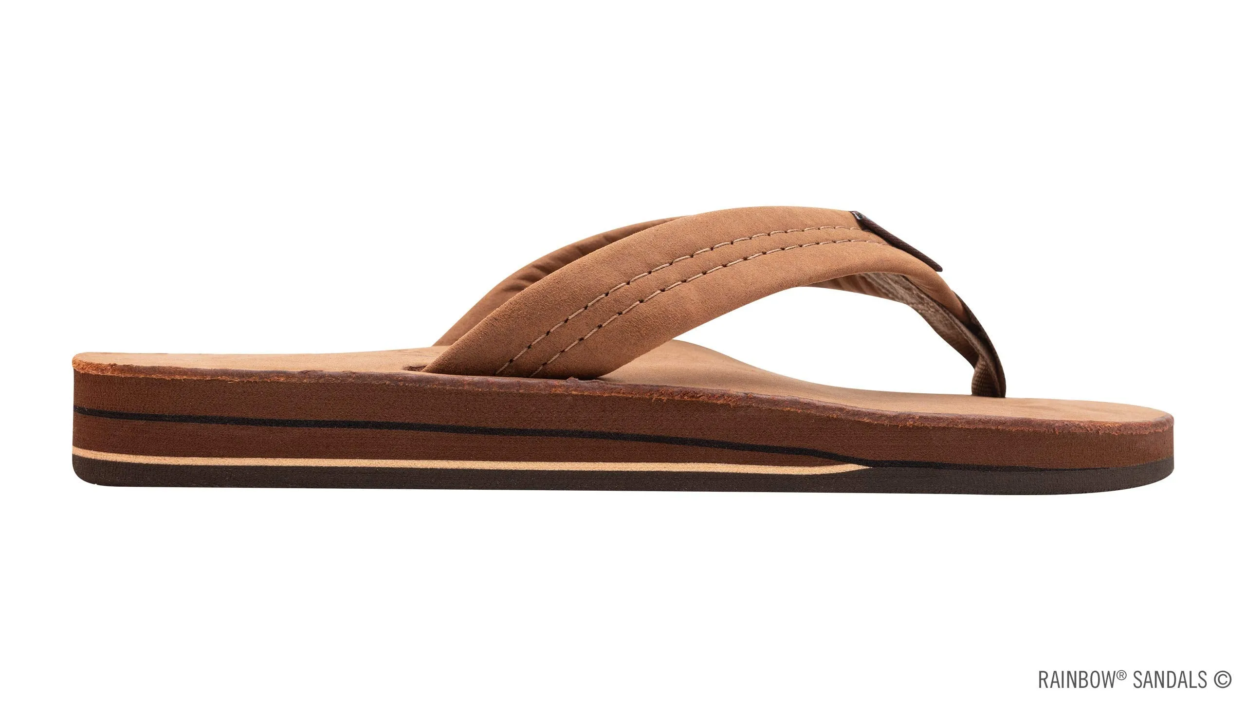 Rainbow Sandals Women's Double Layer Premier Leather Sandals w/Arch Support, Redwood