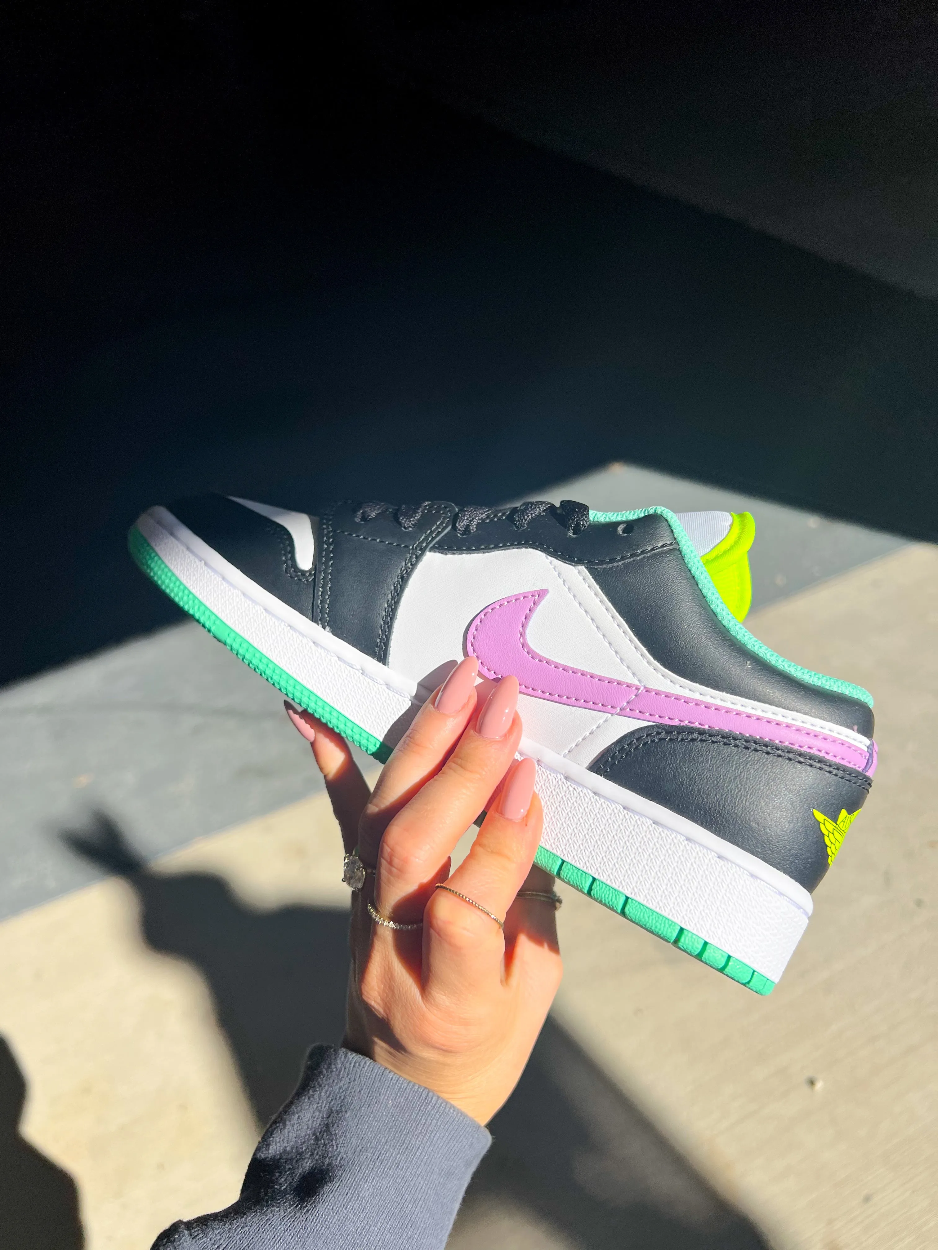 Rare Multi Colored Neon Swarovski Women’s Air Jordan 1 Low Shoes