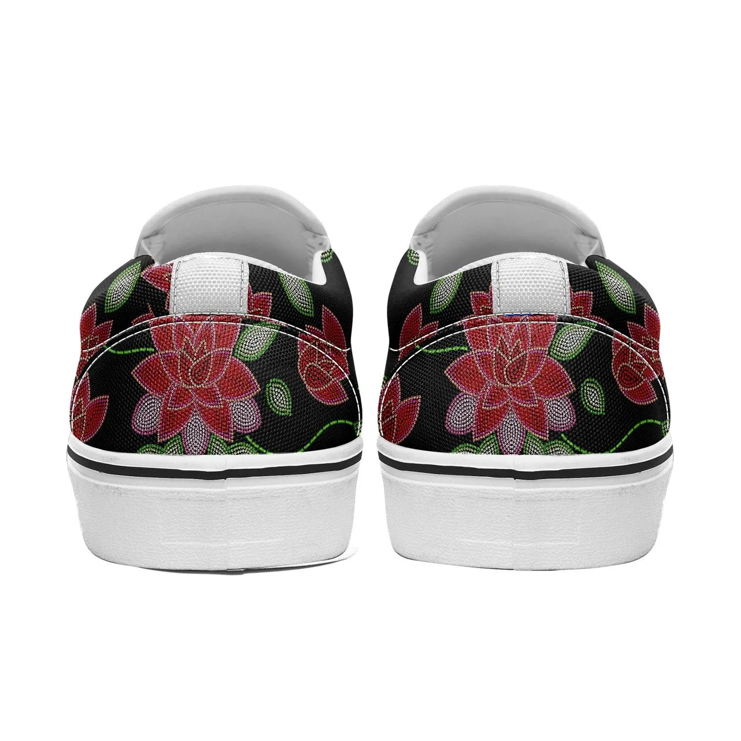 Red Beaded Rose Otoyimm Kid's Canvas Slip On Shoes