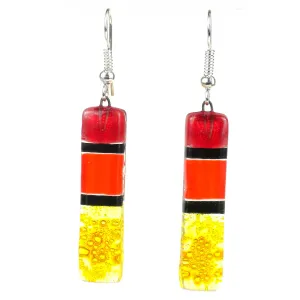 Red Spectrum Fused Glass Earrings Tili Glass