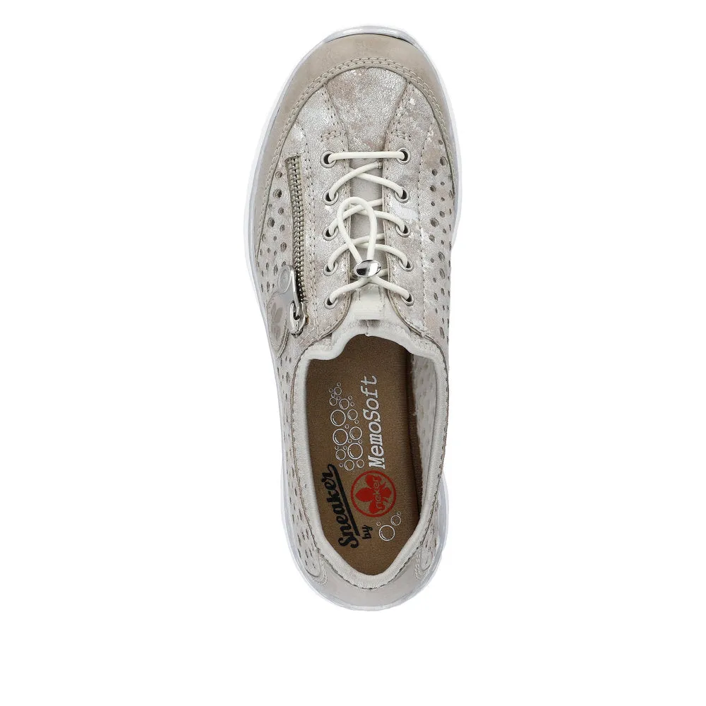 Rieker L32P6-90 Ladies Silver Pull On Shoes