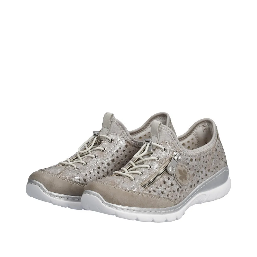 Rieker L32P6-90 Ladies Silver Pull On Shoes