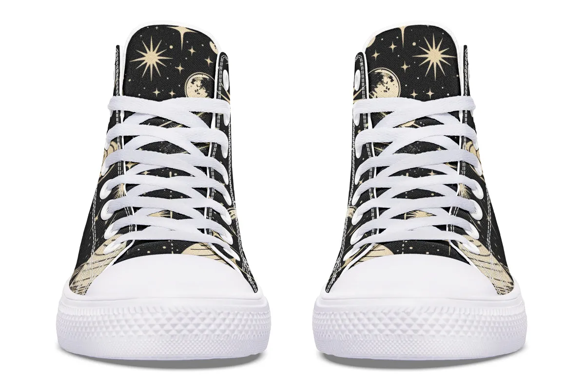 Rings of Saturn High Tops - Classic Premium Canvas Shoes with Comfortable and Durable Soles