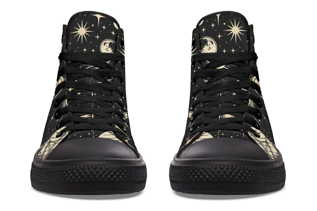 Rings of Saturn High Tops - Classic Premium Canvas Shoes with Comfortable and Durable Soles