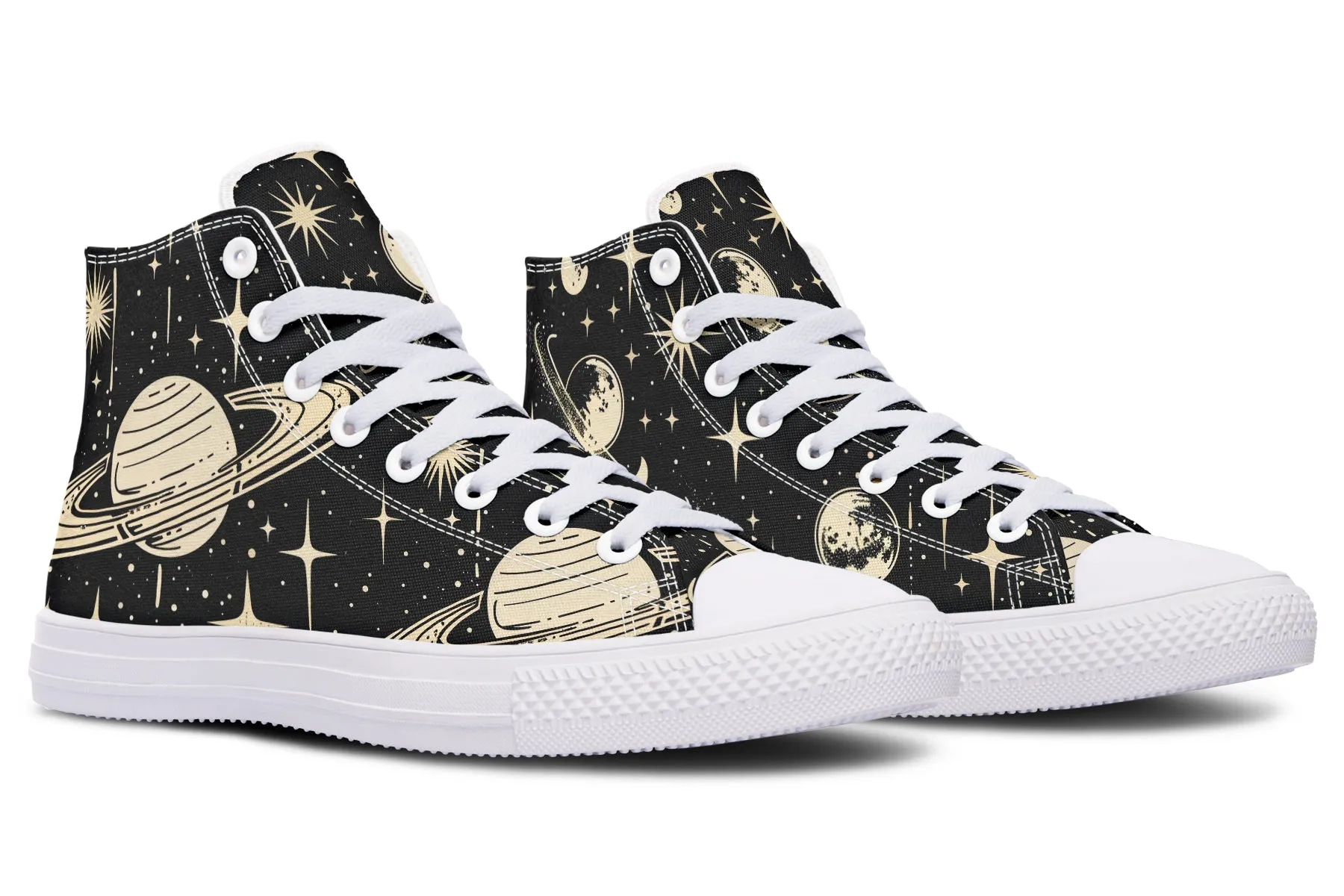 Rings of Saturn High Tops - Classic Premium Canvas Shoes with Comfortable and Durable Soles