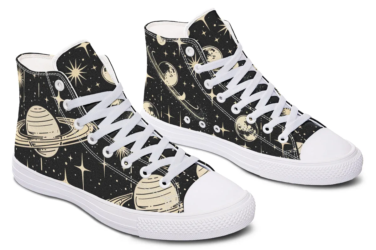 Rings of Saturn High Tops - Classic Premium Canvas Shoes with Comfortable and Durable Soles