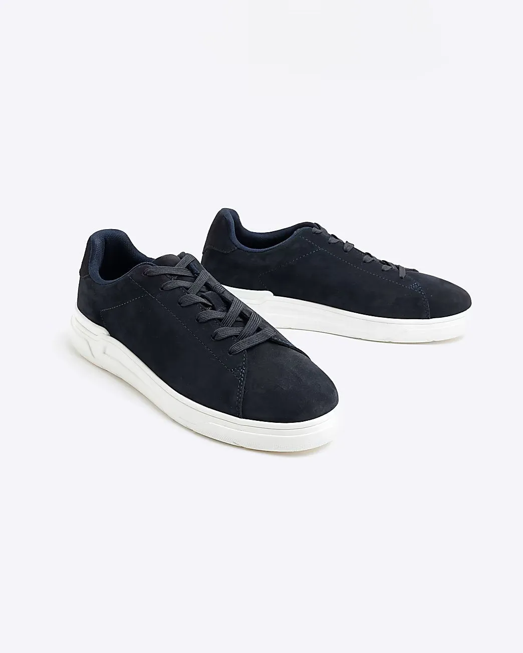 River Island Navy Blue Suede Lace up Men Trainers