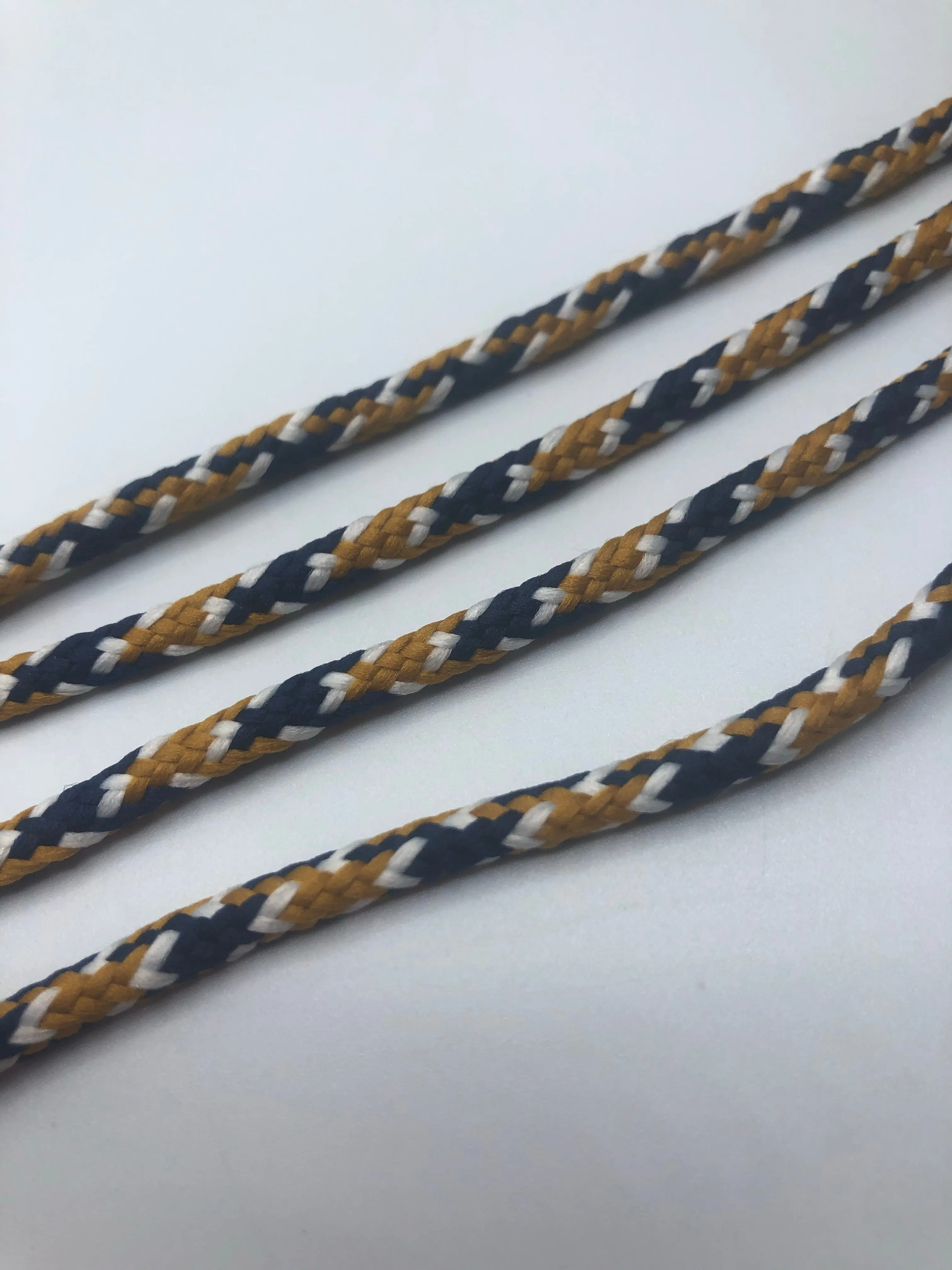 Round Multi-Color Shoelaces - Navy, Gold and White