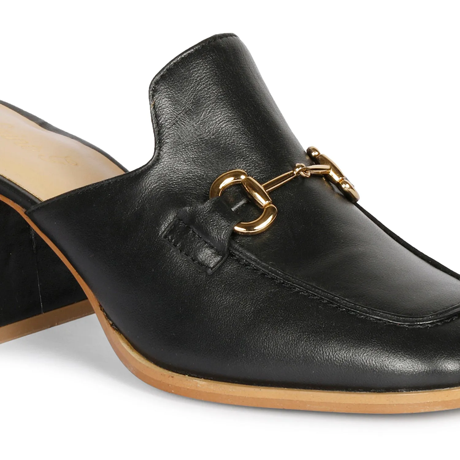 Saint Julia Black Leather Mule