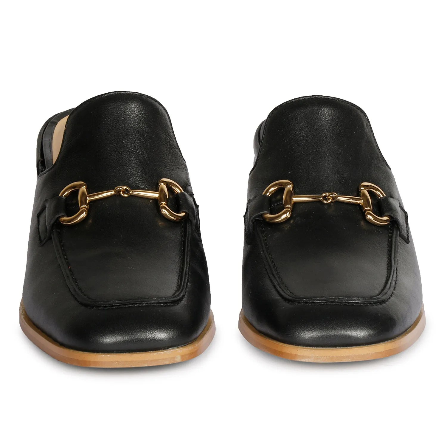 Saint Julia Black Leather Mule