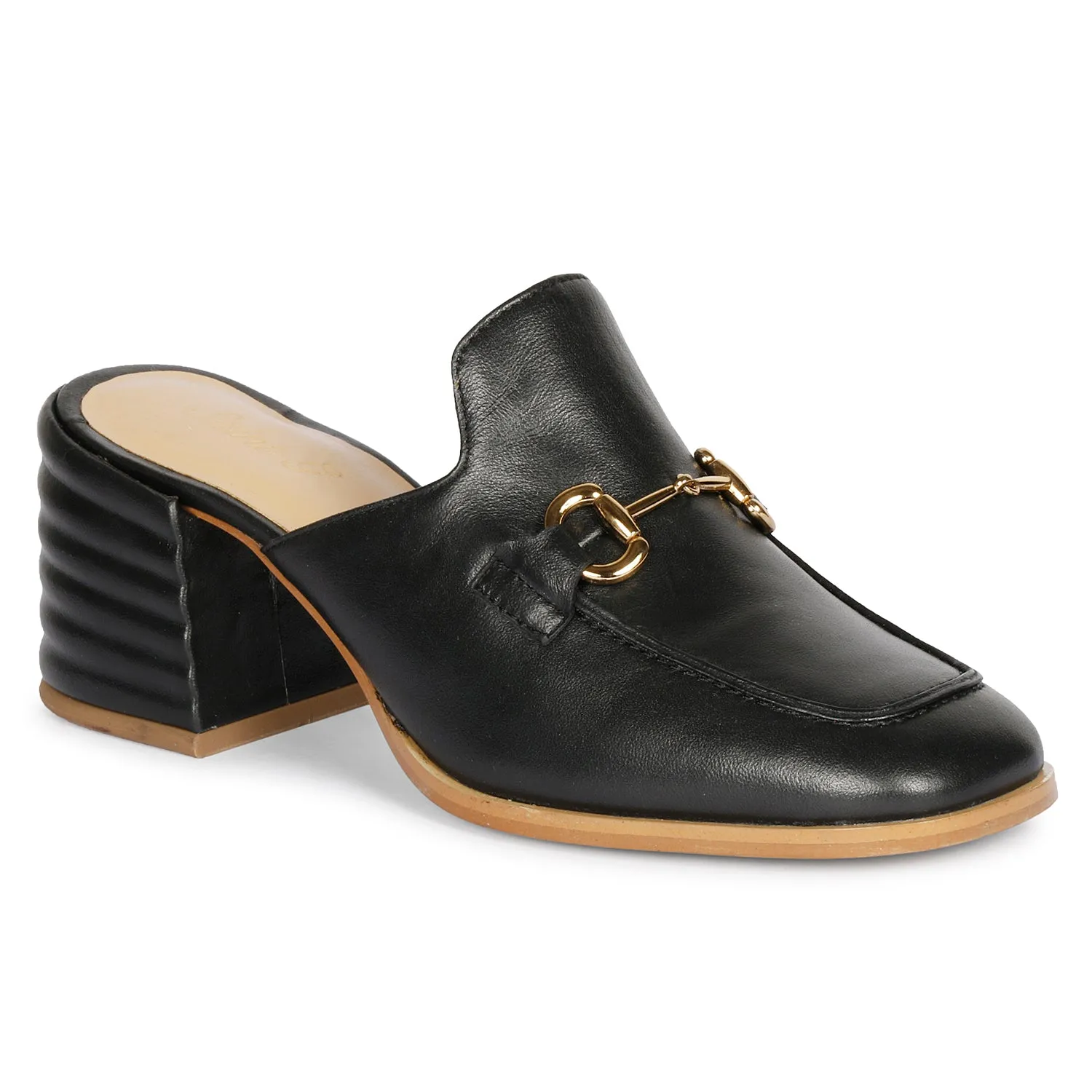 Saint Julia Black Leather Mule