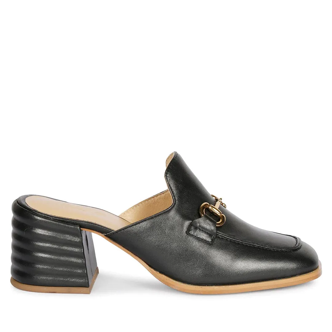 Saint Julia Black Leather Mule